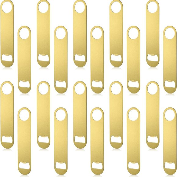 Pack of 20 Flat Bottle Opener Stainless Steel Beer Openers Blanks Heavy Duty Bar - Picture 1 of 7